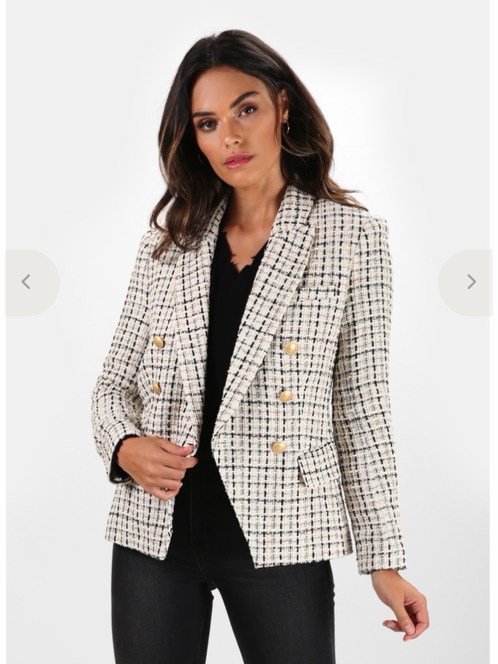 L'AGENCE Wylla Tweed Blazer Cream & Black